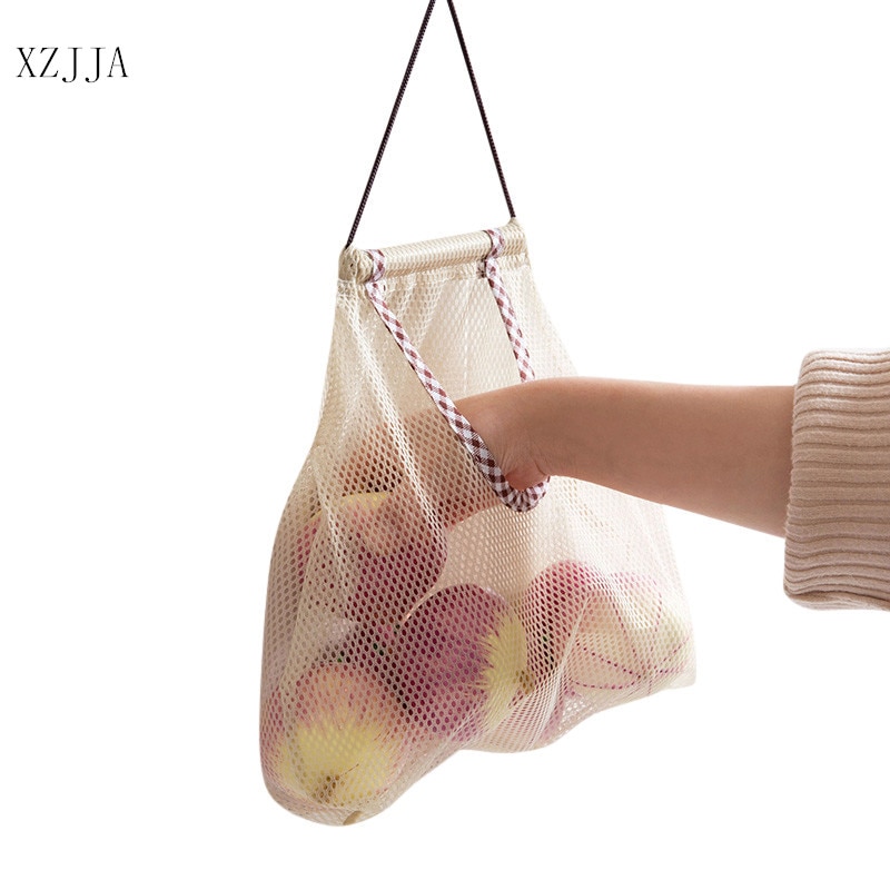 XZJJA Multi-zweck Küche Zwiebel Kartoffel Tomaten Speicher Hängenden Korb Obst Knoblauch Ingwer Müll Tasche Organisieren Gittergewebe Beutel