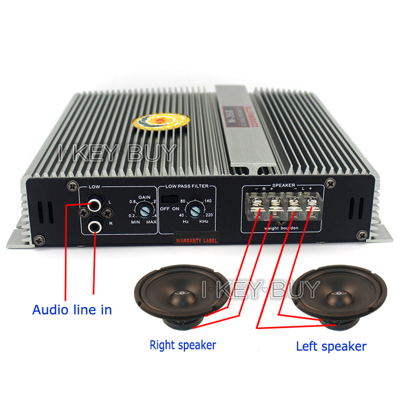 Auto Booster Bass Amplifiers Aluminum 12v 2200W 2 Channel MOSFET Car Play Music Stereo Audio 2 Way Power Class