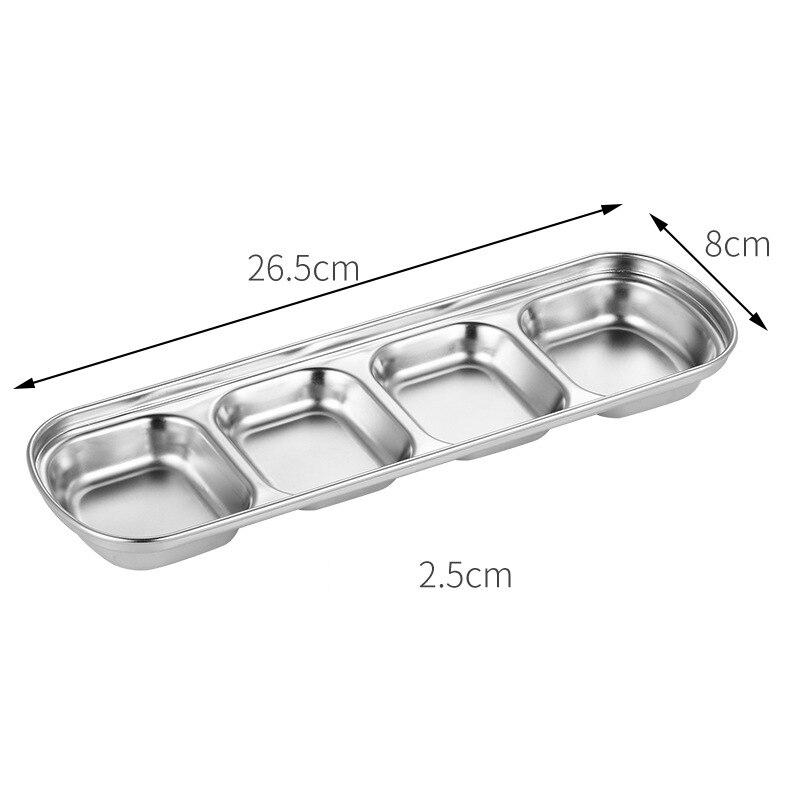 Japanese And Korean Stainless Steel Double Layer Multiple Sizes Plate Flavor Dish Dip: 26.5x8x2.5cm