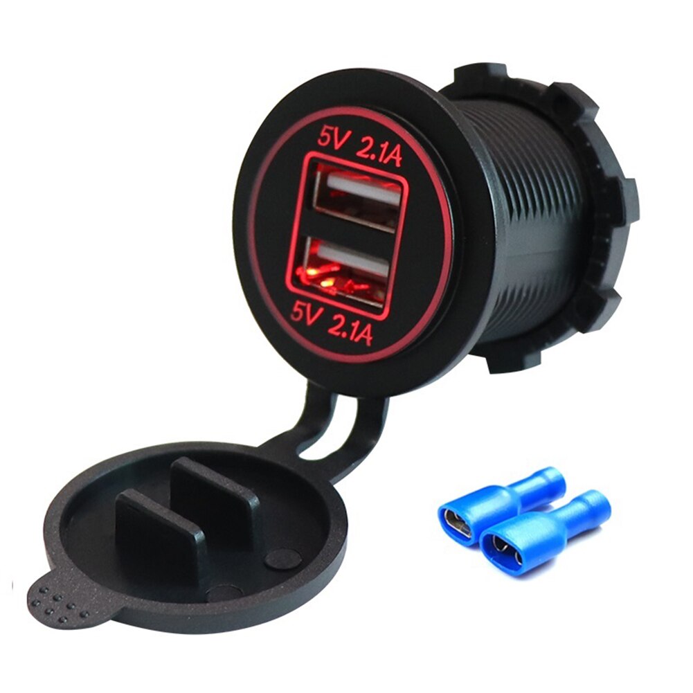 4.2A Dual Usb Autolader Dual Led Light Stopcontact Voor 12-24V Boot Rv: Red