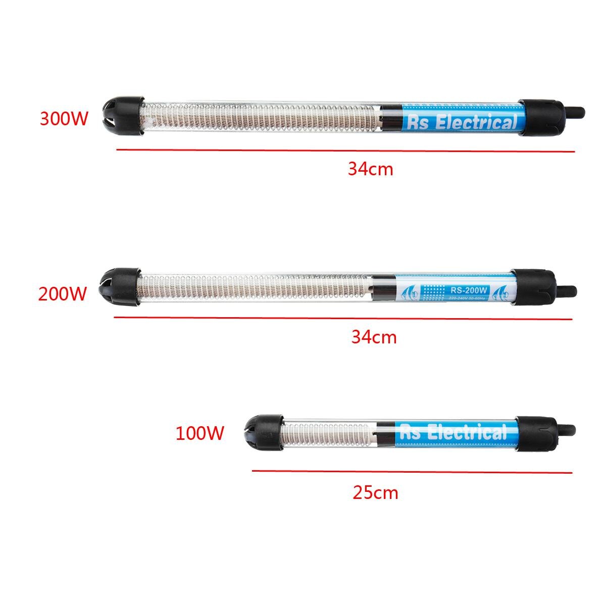 Adjustable Temperature Thermostat Heater Rod Submersible Aquarium Fish Tank Water Heat 100W/200W/300W 220V