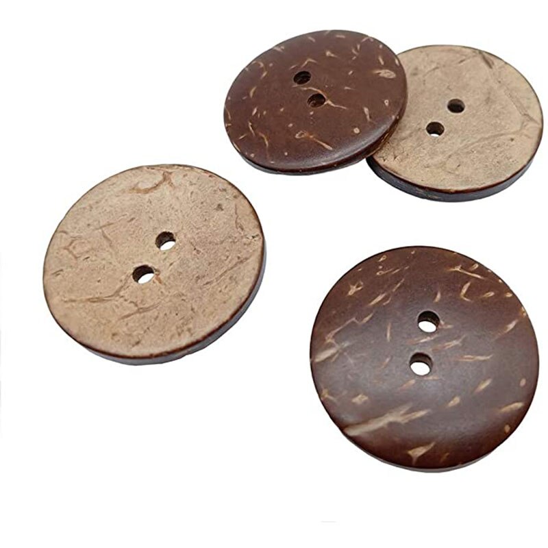 Botones de cáscara de coco gruesa, botones de 2 agujeros para manualidades, decoraciones de costura, accesorios de ropa, madera, 50 Uds.