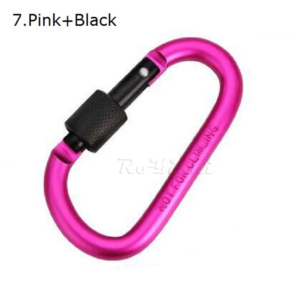 1 stuk aluminium karabijnhaak d-ring sleutelhanger clip karabijnhaak karabijnhaak camping sleutelhanger 8 kleuren: 7 roze zwart