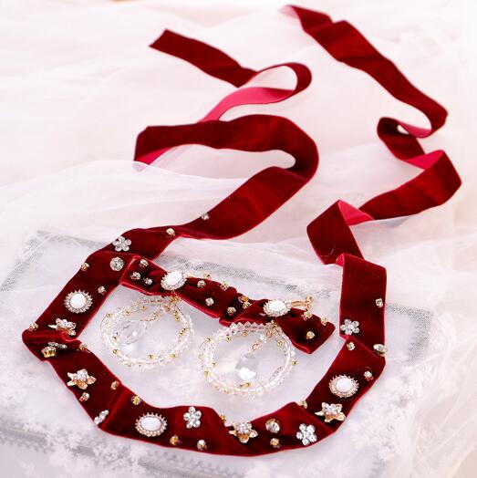 Banda de pelo para de graduación, tocado de boda burdeos, vestido de novia, diadema con cuentas para , diadema con pendientes