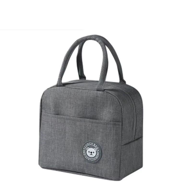 Insulated Lunch Bag Insulation Bento Pack Aluminum Foil Rice Bag Meal Pack Ice Pack Student Bento Lunch Handbag Insulation: GRAY