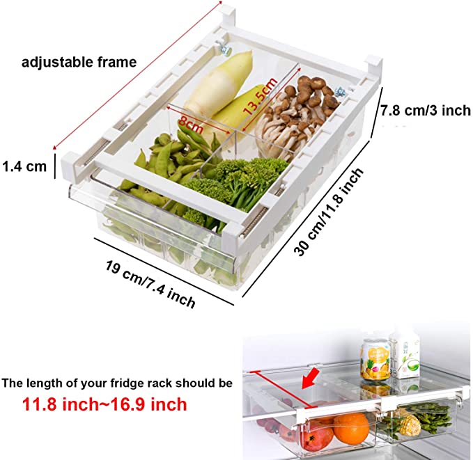 Compartimiento de almacenamiento transparente para nevera, organizador de cajones para mascotas, 1/4/8 compartimentos, para despensa, congelador,
