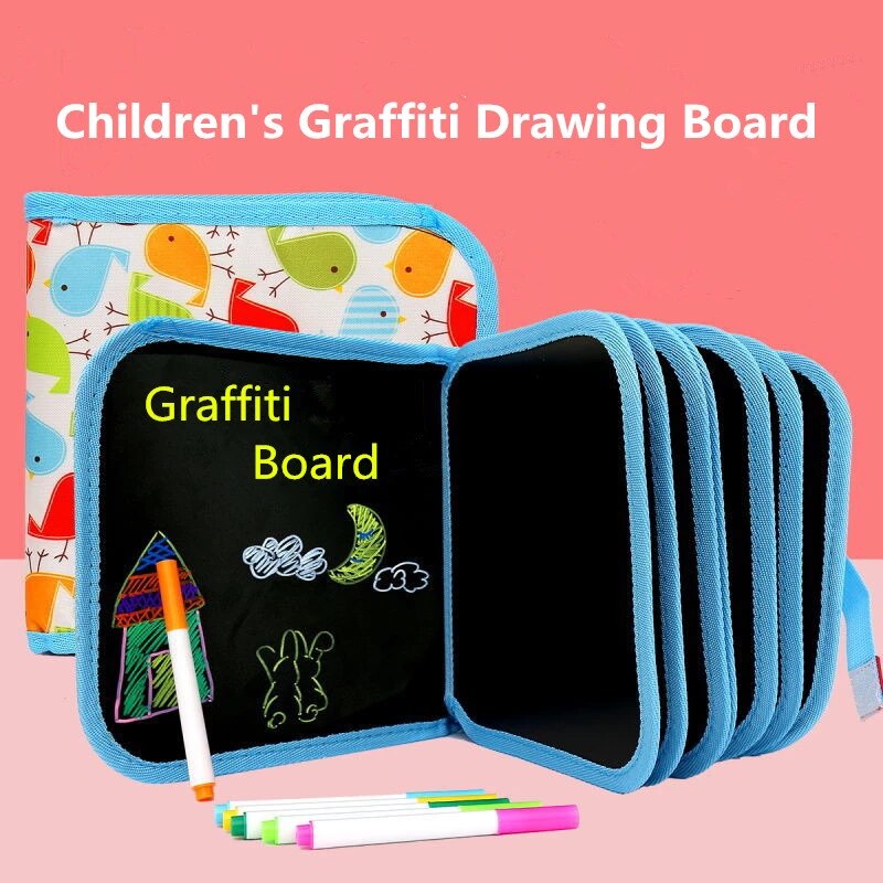 Baby DIY Drawing Book Portable Soft Chalk Drawing Board Coloring Book With Water Chalk Kid Painting Blackboard