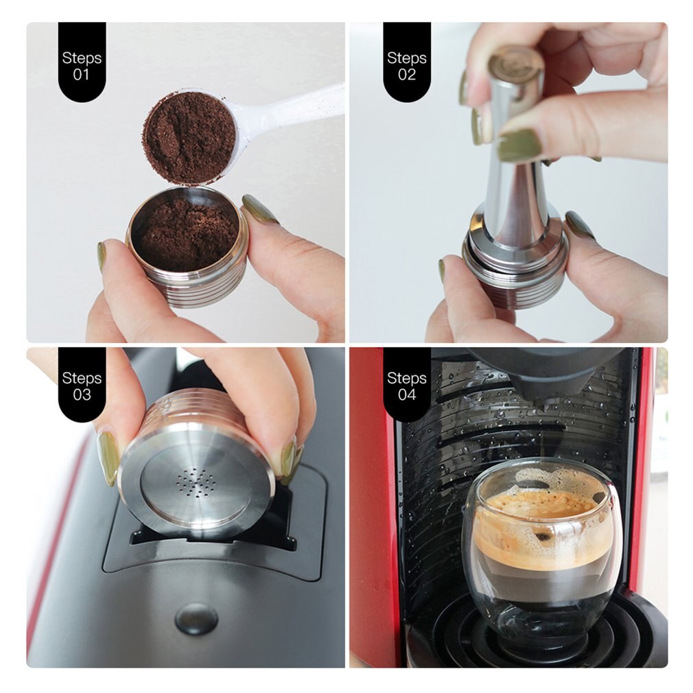 Invioleur rechargeable de goutteur de filtre de dosette de Capsule de café d'acier inoxydable Compatible avec la Machine à café de DELTA Q/ Nescafe
