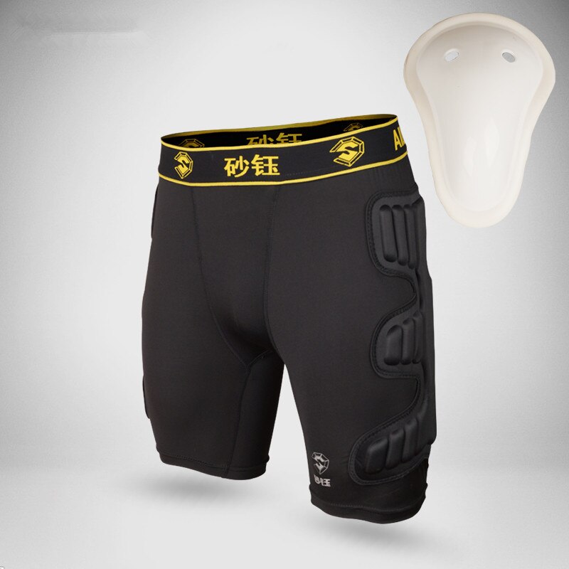 Pantalon de gardien de but de Rugby pour hommes pantalon d'entraînement de Football EVA éponge pantalon de Football genouillère protection de hanche pantalon de survêtement respirant: black shorts guard / L