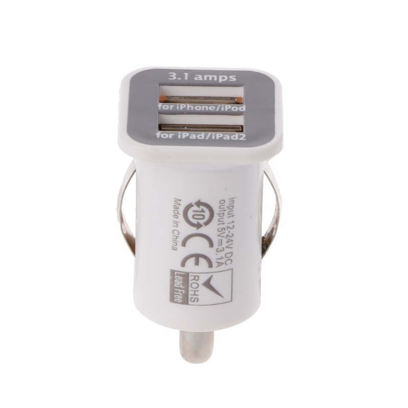 Auto High Quantity Dual USB Charger Adapter Socket Car Cigarette Lighter Charge: White