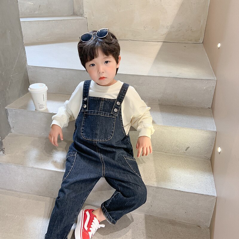 Peto vaquero informal para niños de 1 a 6 años, pantalones de algodón suave que combinan con todo, color sólido, otoño