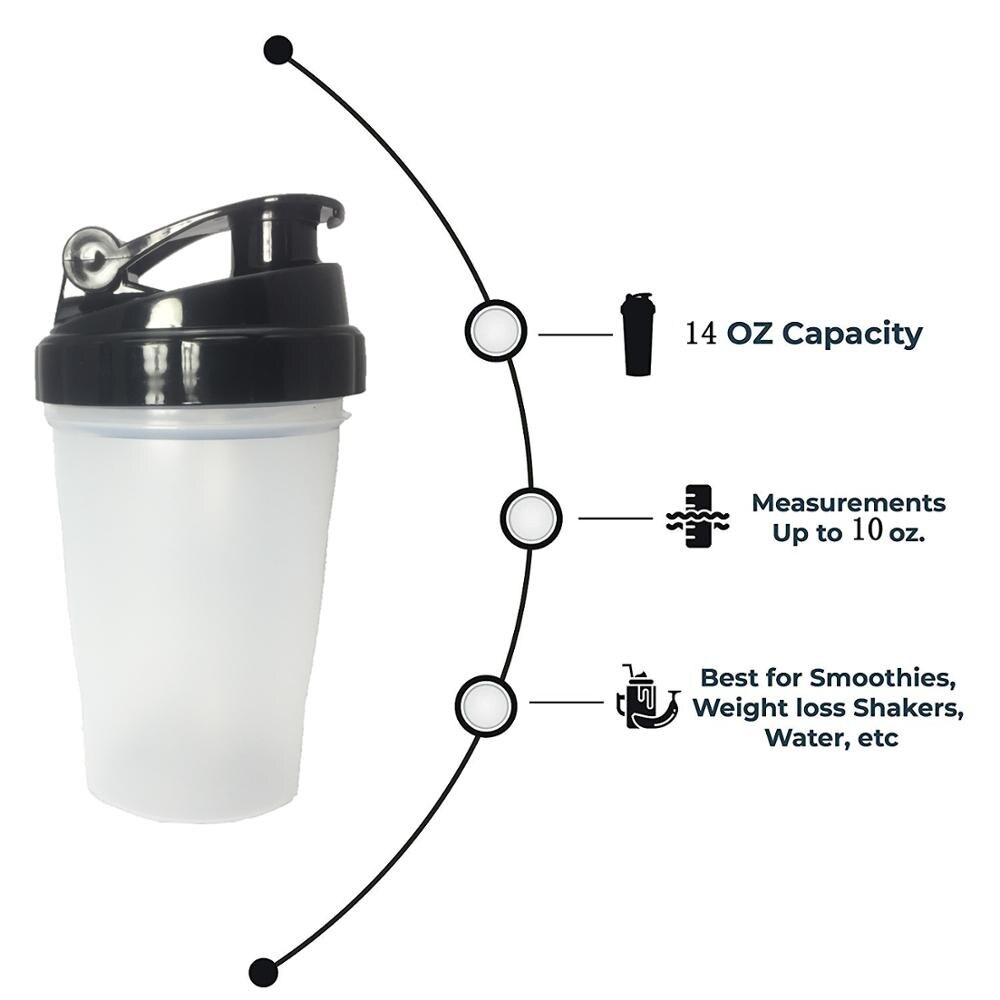 400ml shaker flaske mix protein pulver gym sports vandflaske med omrøring bold lækagesikkert låg praktisk og