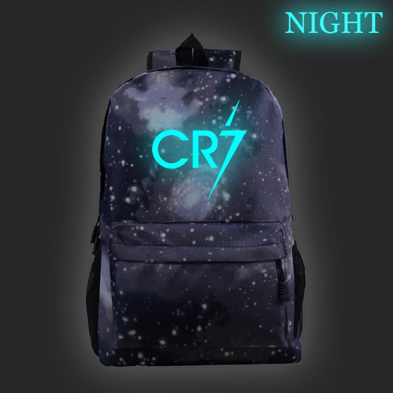 Mochila con brillo nocturno para niños y niñas, morral escolar luminoso Ronaldo CR7, a la , mochila para portátil para adolescentes: 13