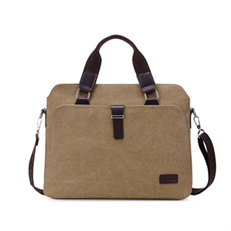 Mannen Aktetas Voor Laptop Mode Canvas Tas Mannelijke Schoudertas Messenger Handtas Organisator Voor Documenten Handtas Mannen: kahaki