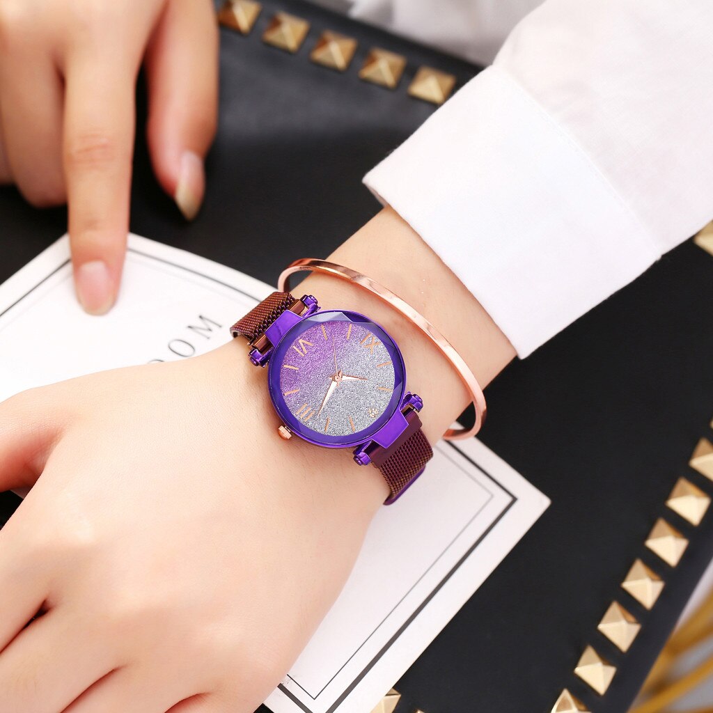 romantic sky watch women mesh steel strap ladies watch Magnet Buckle zegarek damski montre femme