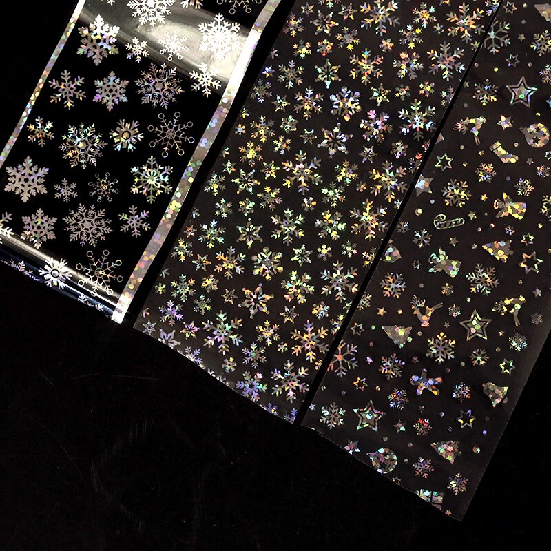 Kerst Thema Nail Folie 3D Diy Sneeuwvlokken Manicure Nail Art Transfer Starry Sticker Nail Decoraties Accessoires