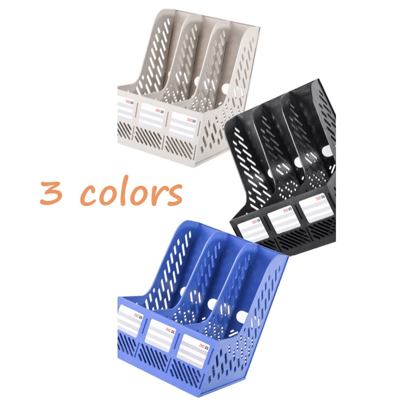 Bandeja de plástico para documentos, archivador con soporte para bolígrafo, organizador de archivos para escritorio, almacenamiento de escritorio, suministros de oficina, 3 colores