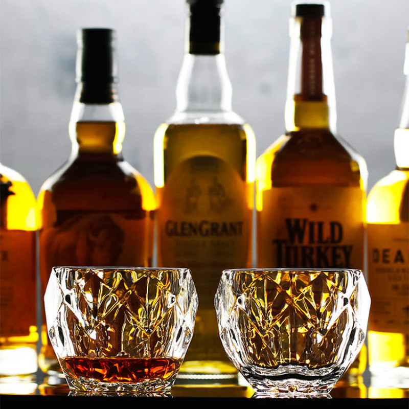 2Stck Wein Whiskey Gläser Diamant schneiden Whiskey Prisma Kristall Altmodische Glas Wodka Becher Chivas Wein Tasse Verre ein vin