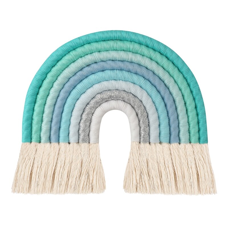 Nodic Stijl 8 Lijnen Hand Geweven Rainbow Macrame Wandtapijt Baby Jongens Baby Meisjes Kids Room Decor Muur Opknoping Decor speelgoed Home Decor: 8 Line-25x22cm-green