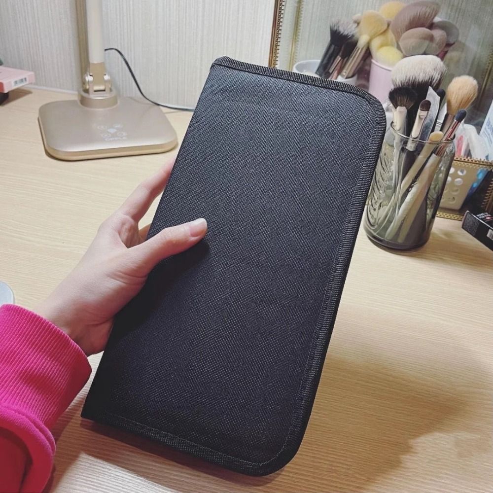 Makeupbørstepose med stor kapacitet, vandtæt stand-up-holder til kosmetikbørster, støvforebyggende femten huller