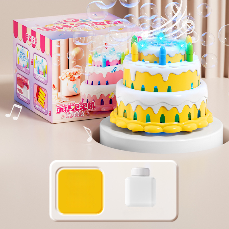 Kids Kawaii Electric Toys Birthday Cake Bubble Machine Flashing Music Automatic Machine Bubble Children Girl Lovely 6-12y: green