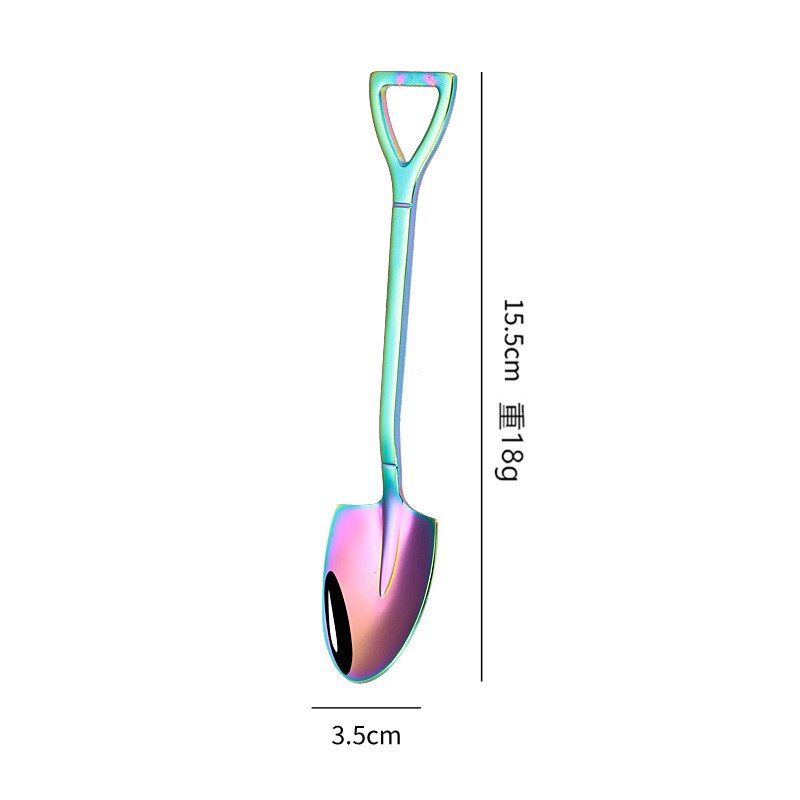 Engineer Ice Cream Square Shovel Cake Spoon Retro Shovel Coffee Spoon Stainless Steel Dessert Spoon Watermelon Spoon: type1 Colorful