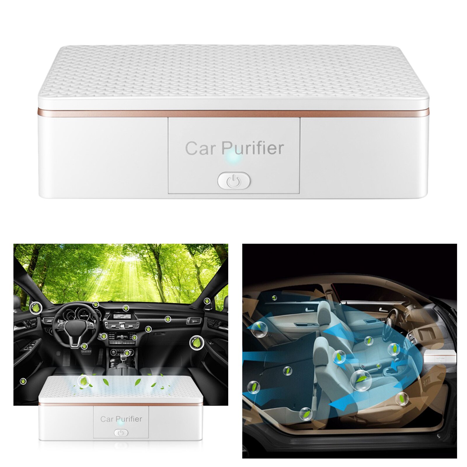 Portable Vehicle Car Air Purifier Air Cleaner Deodorizer for Home Truck 7x5x1.9": White
