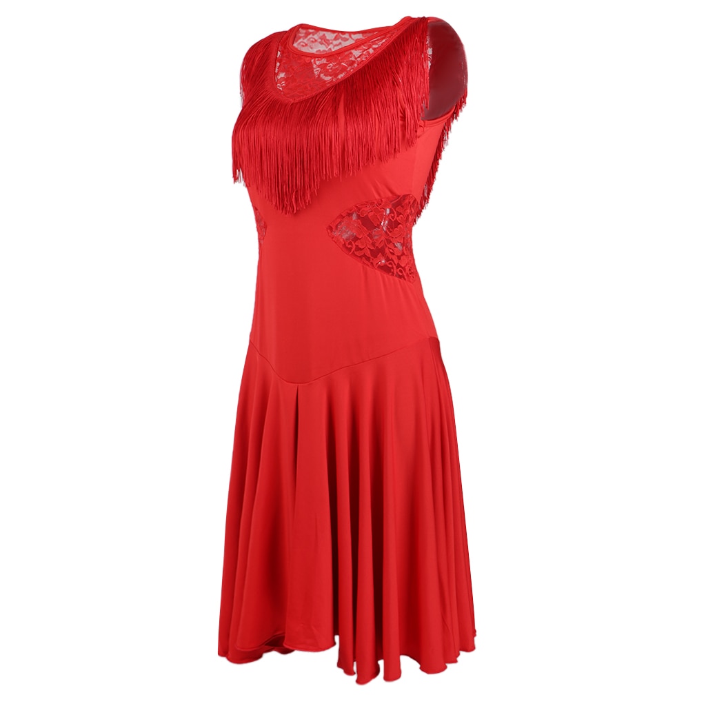 Women Latin Dance Dress Latin Dance Practice Costume Performance Skirt Red