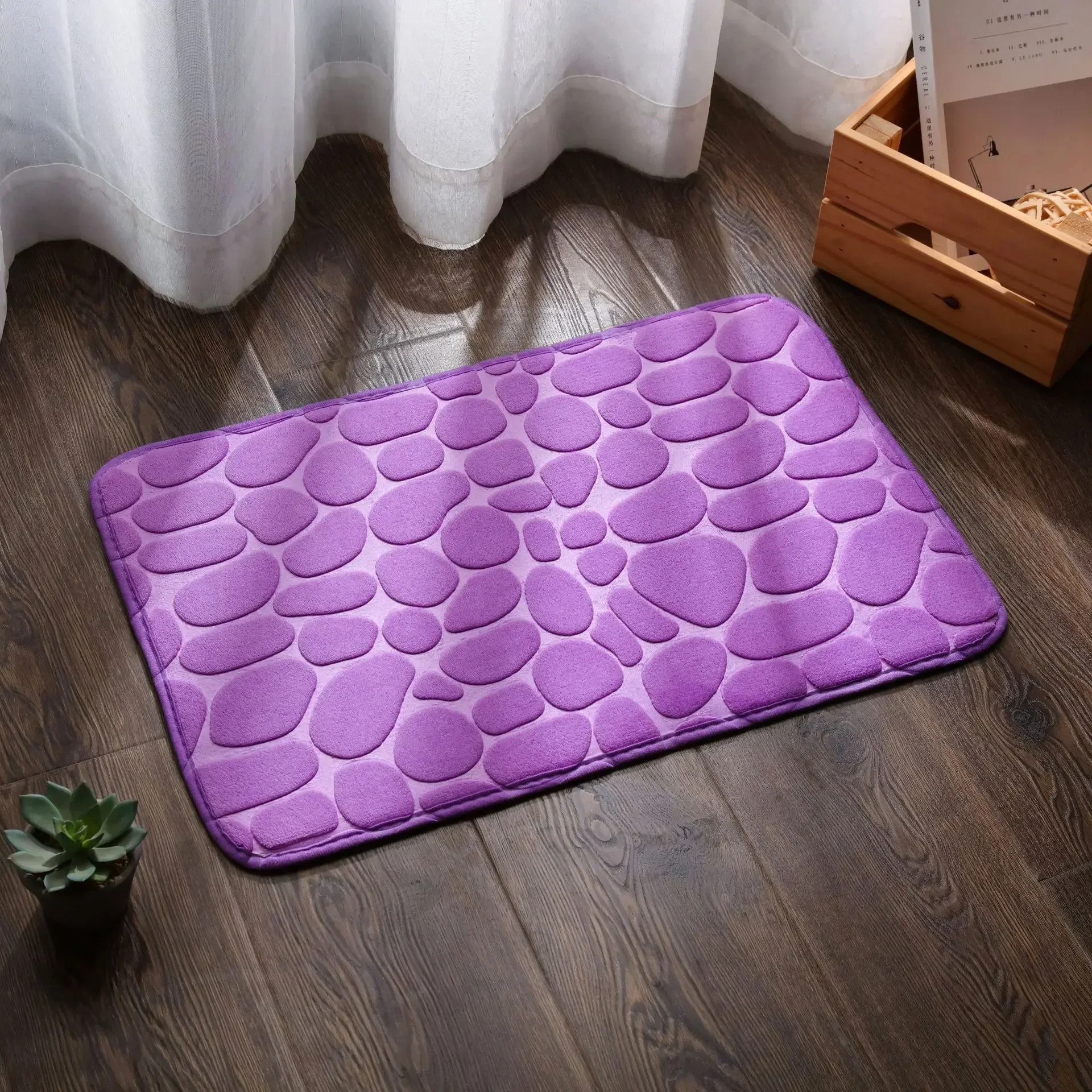 Absorbierende Schlecht bat matt Kopfstein pflaster geprägt rutsch feste matt Boden teppich Duschraum Fuß matt Erinnerung Schaum Kopfstein pflaster matt 40x60cm: Lila