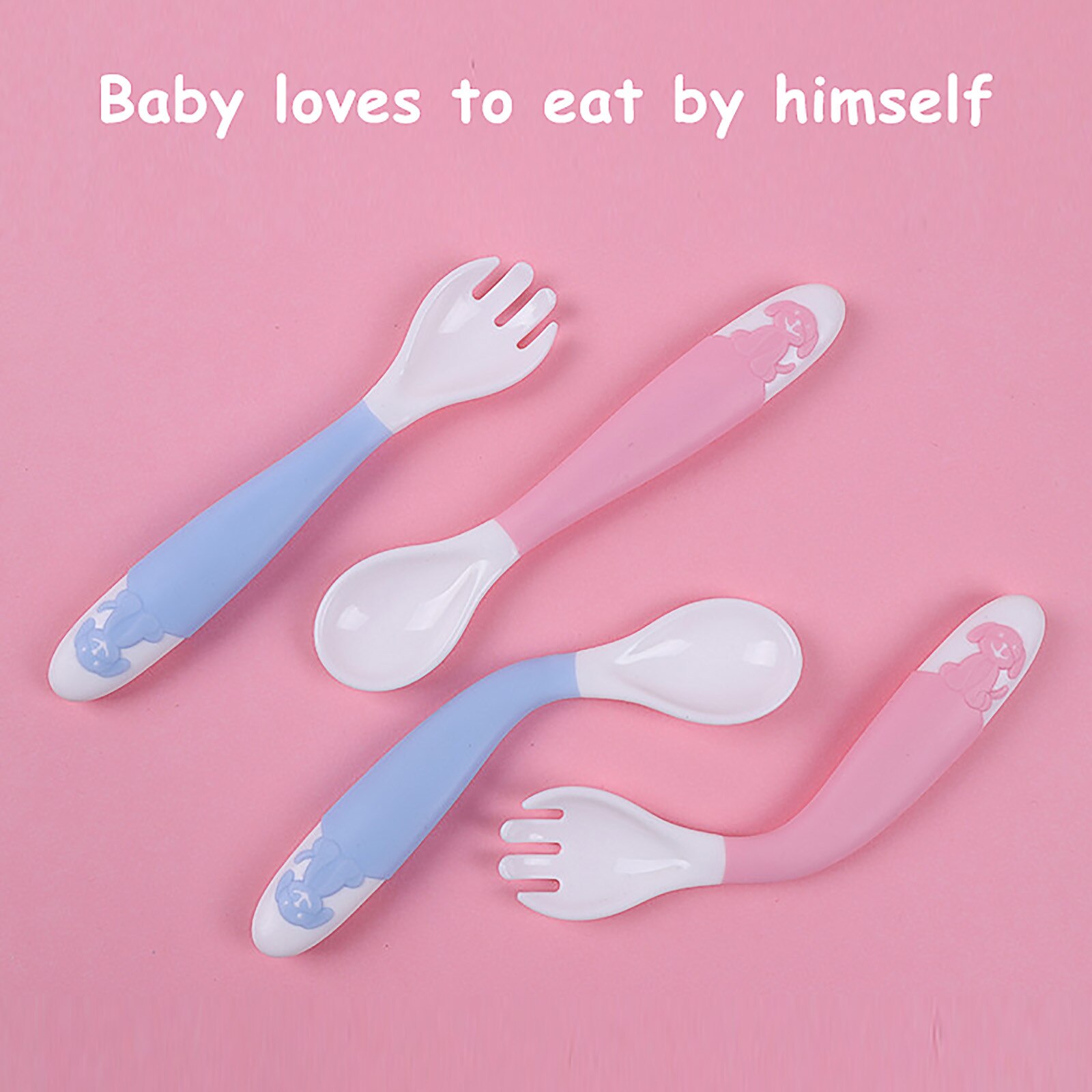 Portable Bendable Baby Spoon Fork Feeding Set Freely Curved Children's Twisting Spoon Feeding Accessories Tableware Children's