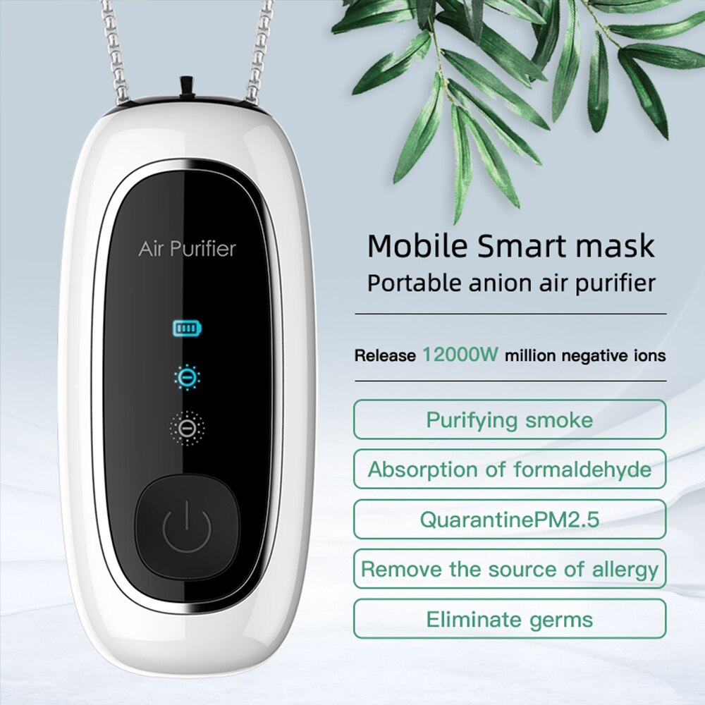 Mini draagbare luchtreiniger ketting draagbare usb-oplaadbare luchtverfrisser ionisator reizen geen straling weinig geluid voor volwassenen kinderen