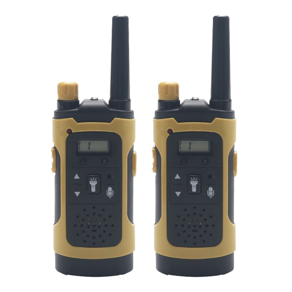 Mini 80-100M bambini Walkie talkie giocattolo bambino Radio elettronica interfono vocale giocattolo Display LCD esterno Walkie talkie giocattolo: YELLOW