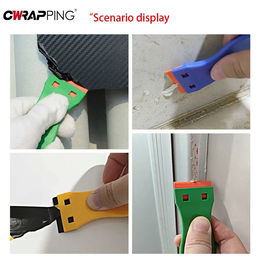 Plastic Razor Blade Scrapers Auto Glass with Blades Window Glue Remover Window Glass Clean Scraper Car Vinyl Wrap Tools Kit