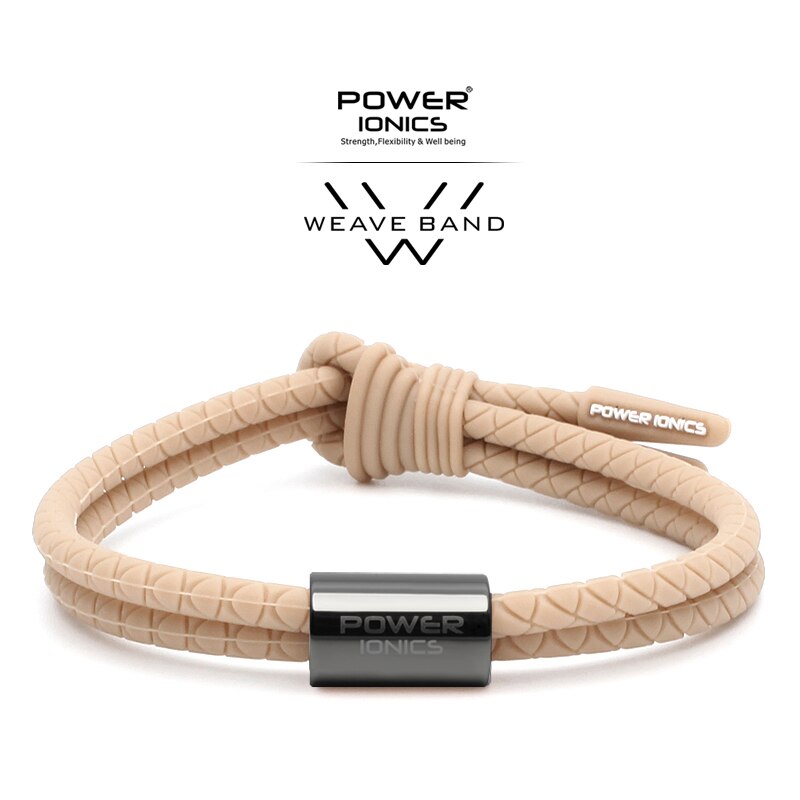 Power Ionics WEAVE BAND Unisex Waterproof Ions and Germanium Sports Bracelet Free Lettering: Nude-GunGray Ring