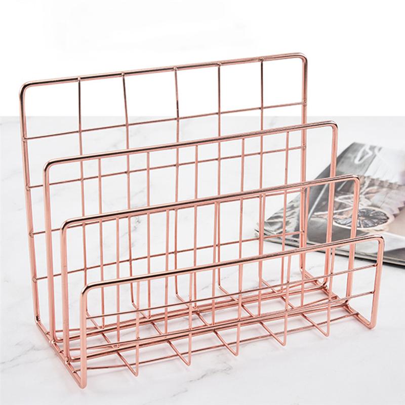 1pc Files Letters Paper Storage Rack Desktop Organizer Home Office Iron Rack