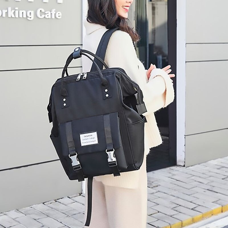 Mochila de náilon feminina, mochila escolar para mulheres, adolescentes, bolsa de viagem para cuidados com o bebê