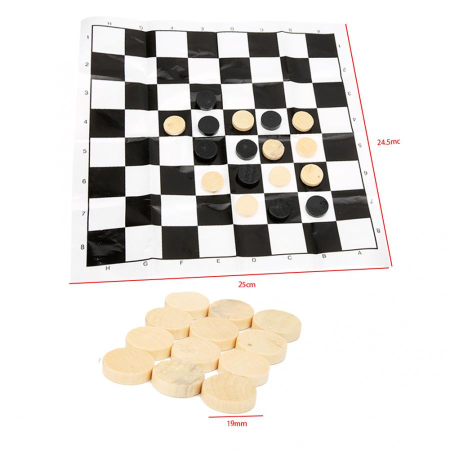 24pcs Houten Internationale Checker Game Kit Hout Schaken Stuk met Schaakbord Entertainment Speelgoed Schaken Games Accessoire