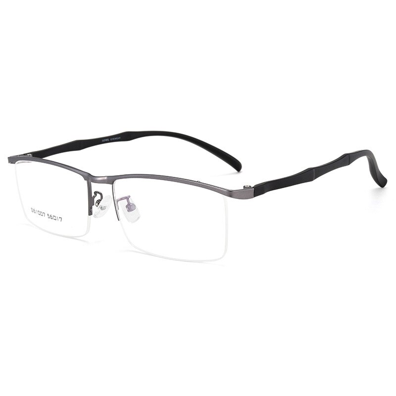 Business Mannen Browline Half Velg Brilmontuur Metaallegering Bril Mode Optische Brillen Mannen Bril Recept Frames: Grey