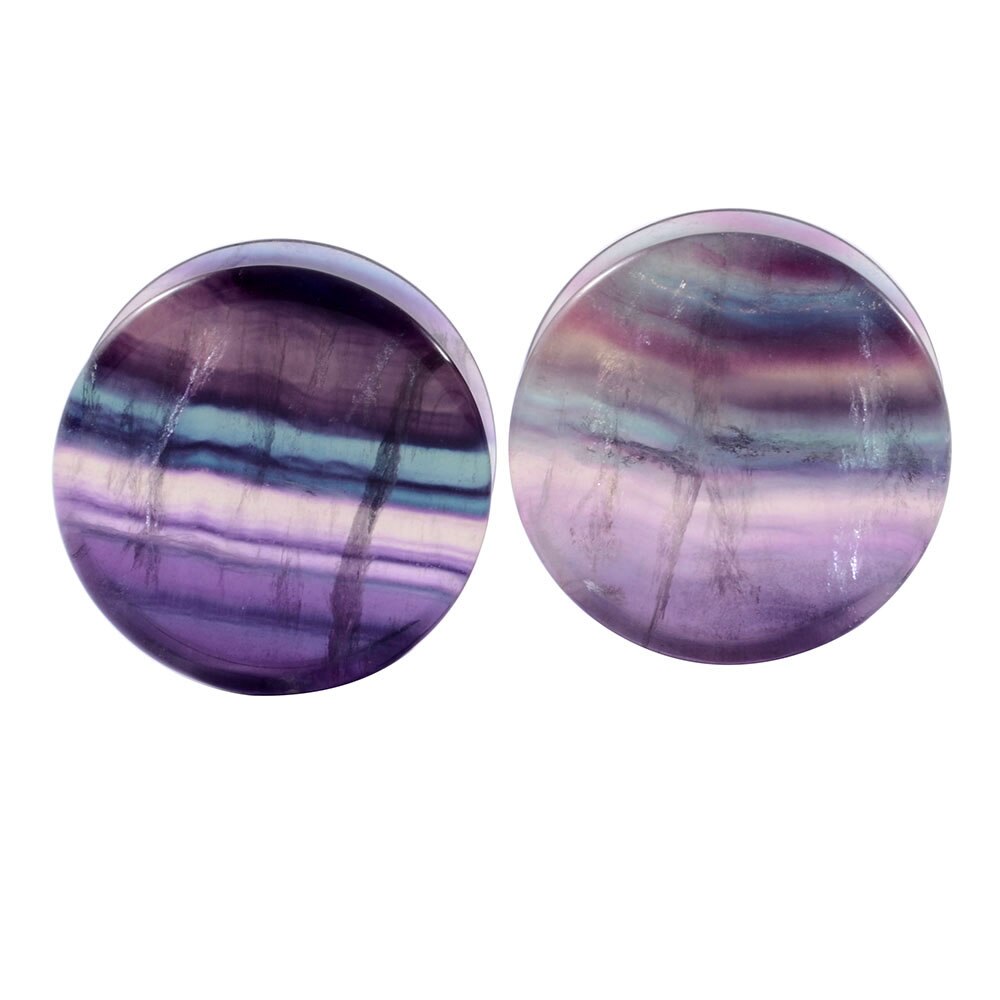 Chuanci 1 Paar Aurora Fluoriet Zadel Stone Ear Plug Expander Oor Gewichten Body Piercing Sieraden