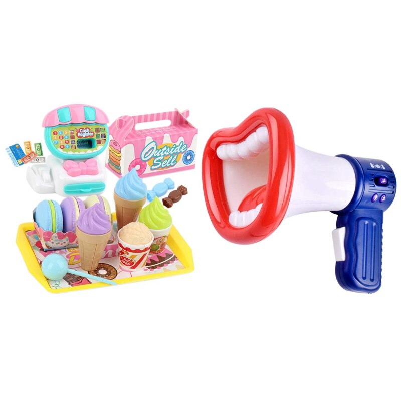 24pz dolce frutta carrello giocattoli mini impostato di giocattoli e 1 pz giocattoli vocali cambia voce altoparlante tre suoni