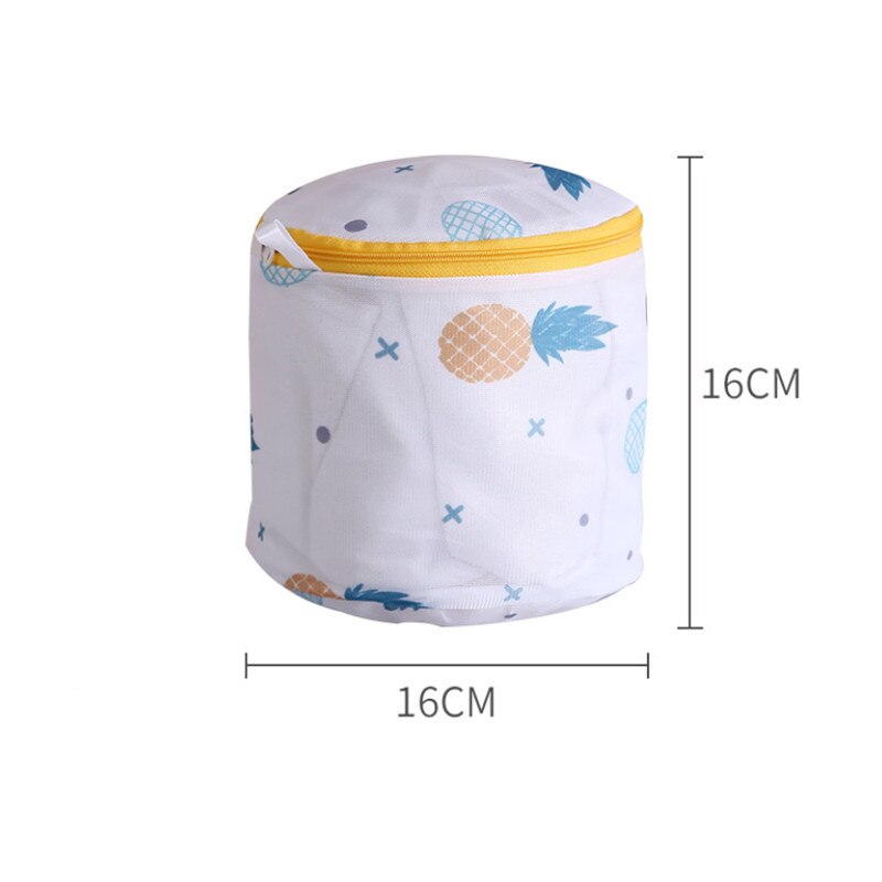 Pineapple Printing Zipper Mesh Laundry Bag Polyester Wash Net For Underwear Sock Washing Machine Pouch Clothes Bra Bags: Bra 16x16cm