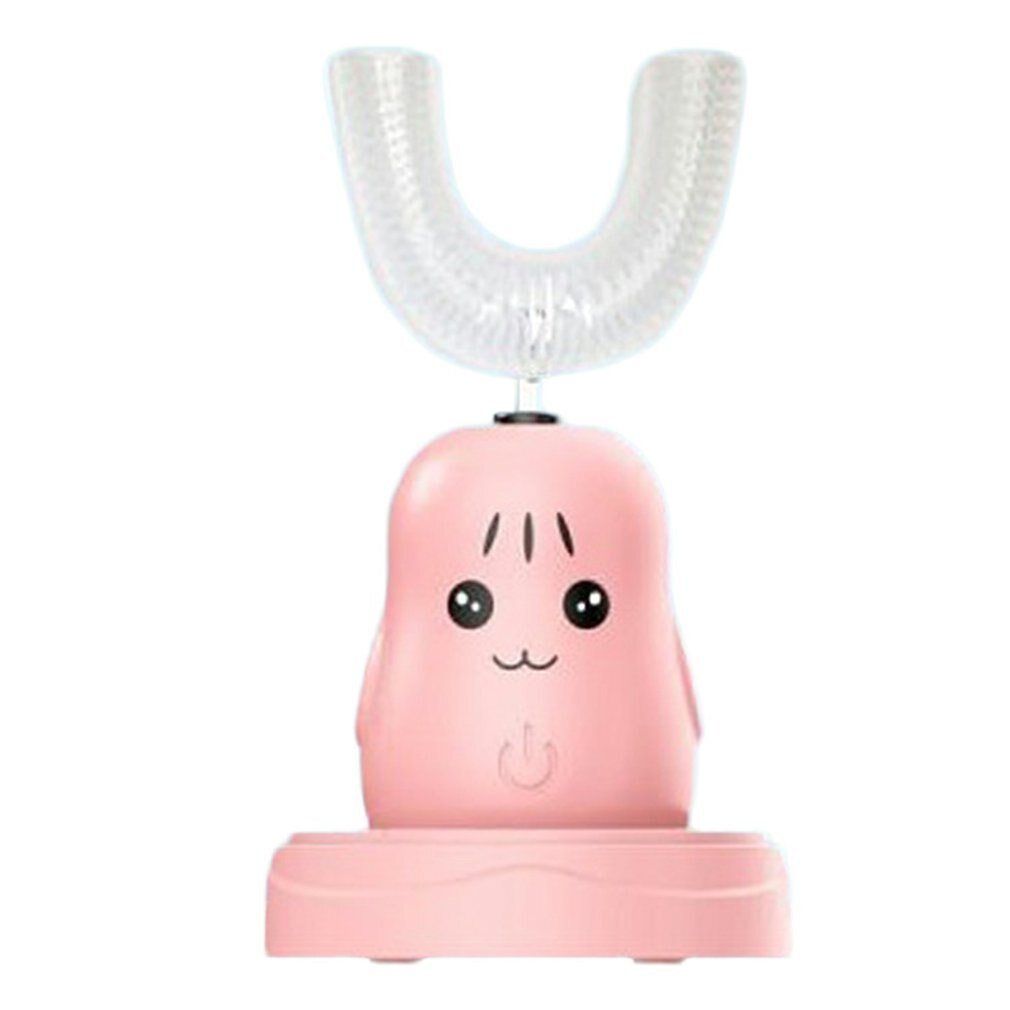 Kinderen Elektrische Tandenborstel U-vormige 360 Graden Automatische Opladen Geluid Wave Smart Magnetische Opladen Tandenborstel: pink
