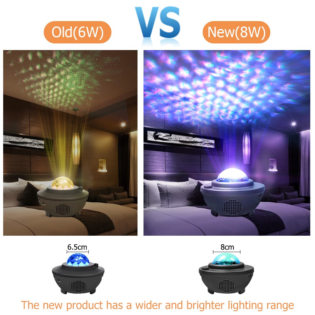 Lamp led galaxy kleurrijke oceaan golf projector usb bluetooth bediening muziek slaapkamer decoratie voor thuis kinderen kerst