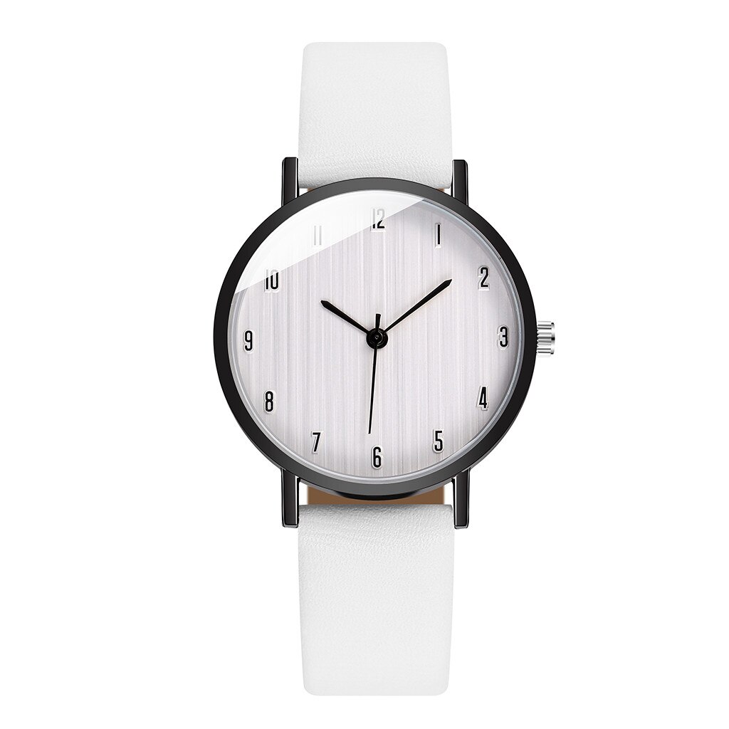 Prosty damski skórzany pasek robić zegarka analogowy zegarek kwarcowy zwykły złoty damski sukienka na prezent zegarki zegar kobieta Relogio Feminino: biały