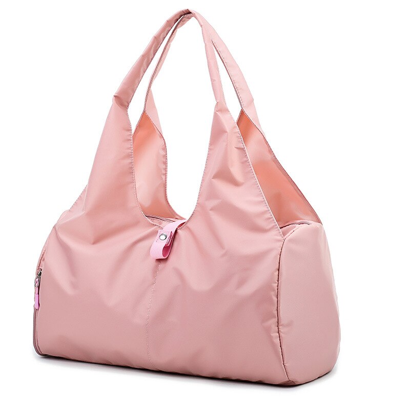 Zilveren sporttas damesbagage tas in reistassen met label duffel sporttas leer dames yoga fitness sport grote sporttassen dames: Roze-nylon
