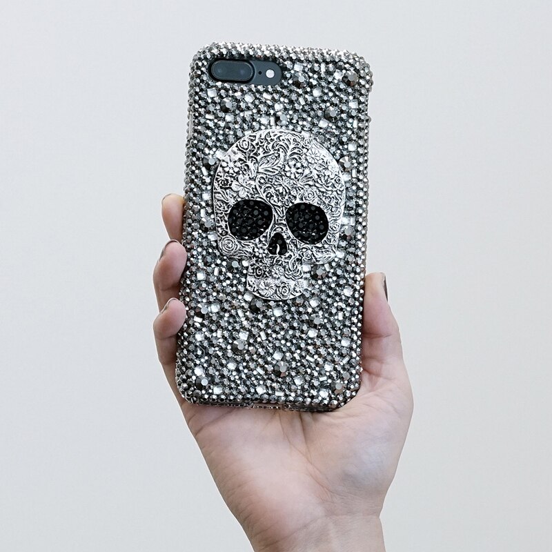 Punk Schedel handgemaakte diamond Rhinestone Cover Case Voor XiaoMi 8 lite 9T Pro A1 A2 A3 Mix Max 3 redmi Note 8 pro 5 6A 7 Pro K20 4X