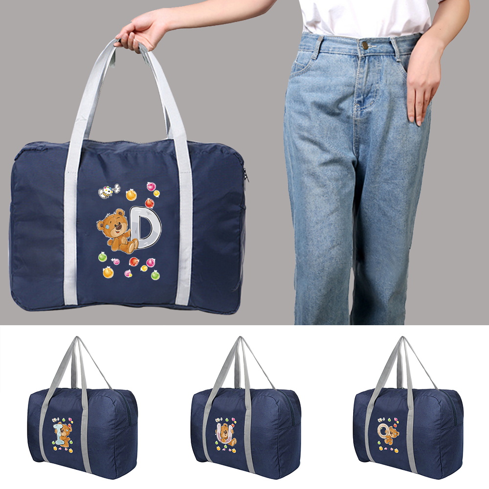 Foldable Travel Bags Unisex Clothes Organizers Large Capacity Duffle Bag Bear Letter Printing Women Handbags Men Travel Bag