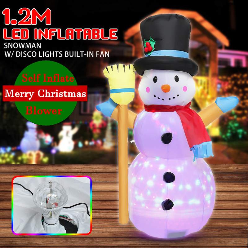 120Cm Led Verlichte Opblaasbare Sneeuwpop Opblaasbare Speelgoed Indoor Outdoor Kerstmis Nieuwjaar Party Ornament Decor + Luchtpomp