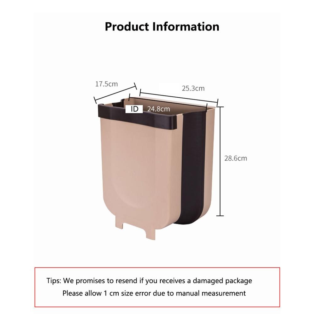 Folding Hanging Kitchen Trash Can Plastic Trash Bin Kitchen Compost Caddy Garbage Bin Waste Bin for Home Car