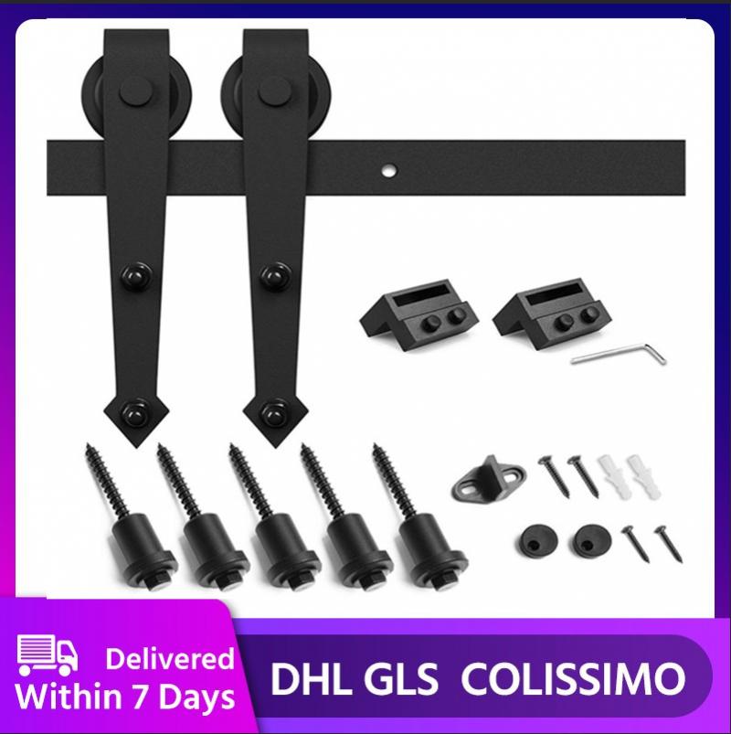 Hardware Wood Barn Door Hanging Rail Home Sliding Door Barn Track Hardware Sliding Door Track Kit Barn Door System Slide Kit HWC